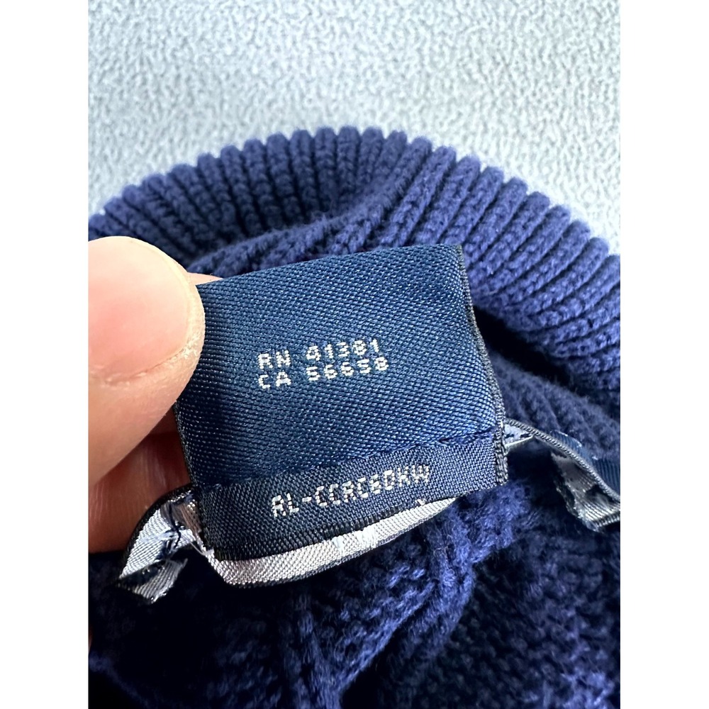 Ralph Lauren Sport Sweater Dress Large Blue Cable Knit Roll Neck Old Money Prep - Picture 9 of 9